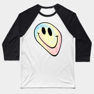 Trippy Psychedelic Smile Face Tie Dye Baseball T-Shirt